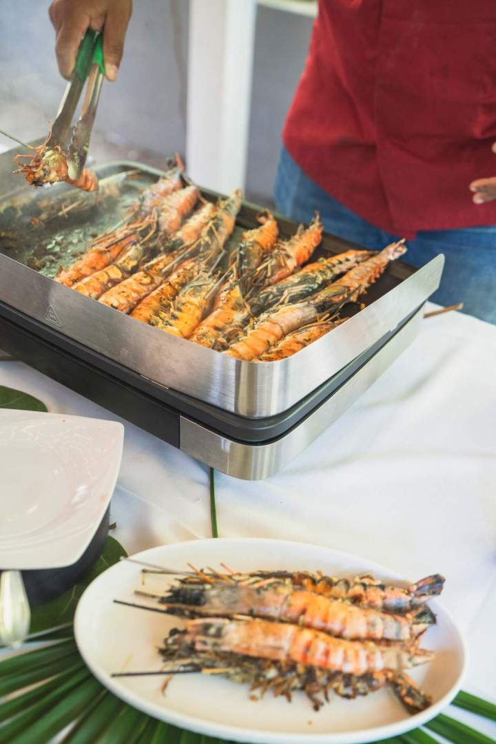 Gambas flambé au rhum Martinique